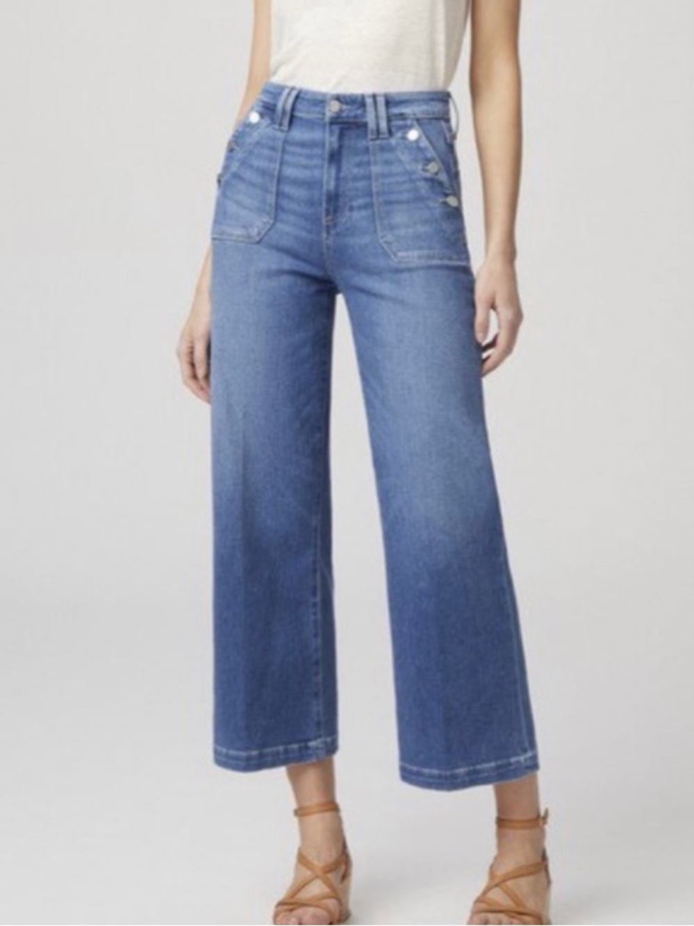 PAIGE Aubrey High Rise Wide Leg Sailor Ankle Jeans Cropped Sz 25
